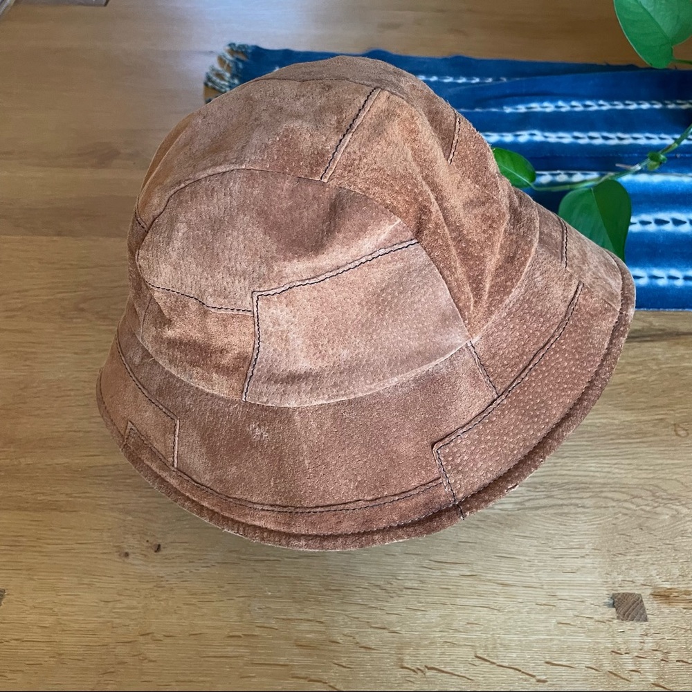 Vintage Wilson Leather Y2K Suede Patchwork Tan Bucket Hat